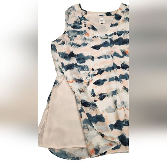 CAbi Gelato Top 5035 Blouse Sleeveless Chiffon Pastel Watercolor Flowy Pink M - Picture 7 of 15